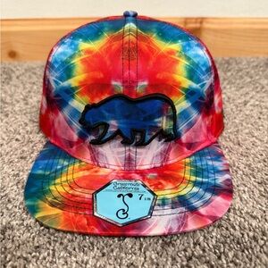 Grassroots California Removable Bear Tech Tie Dye Rainbow Fitted Hat - 7 1/8